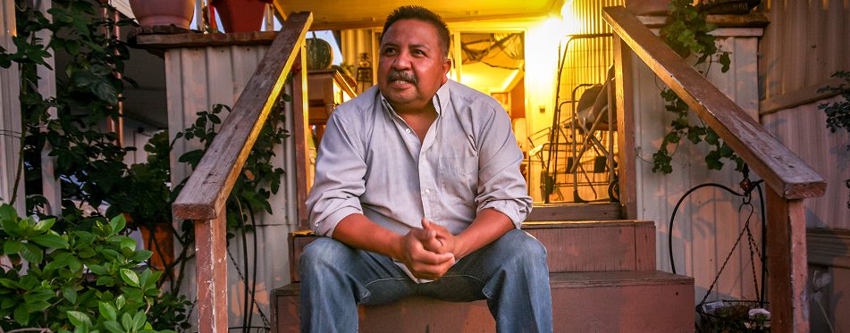 Man sitting on porch steps